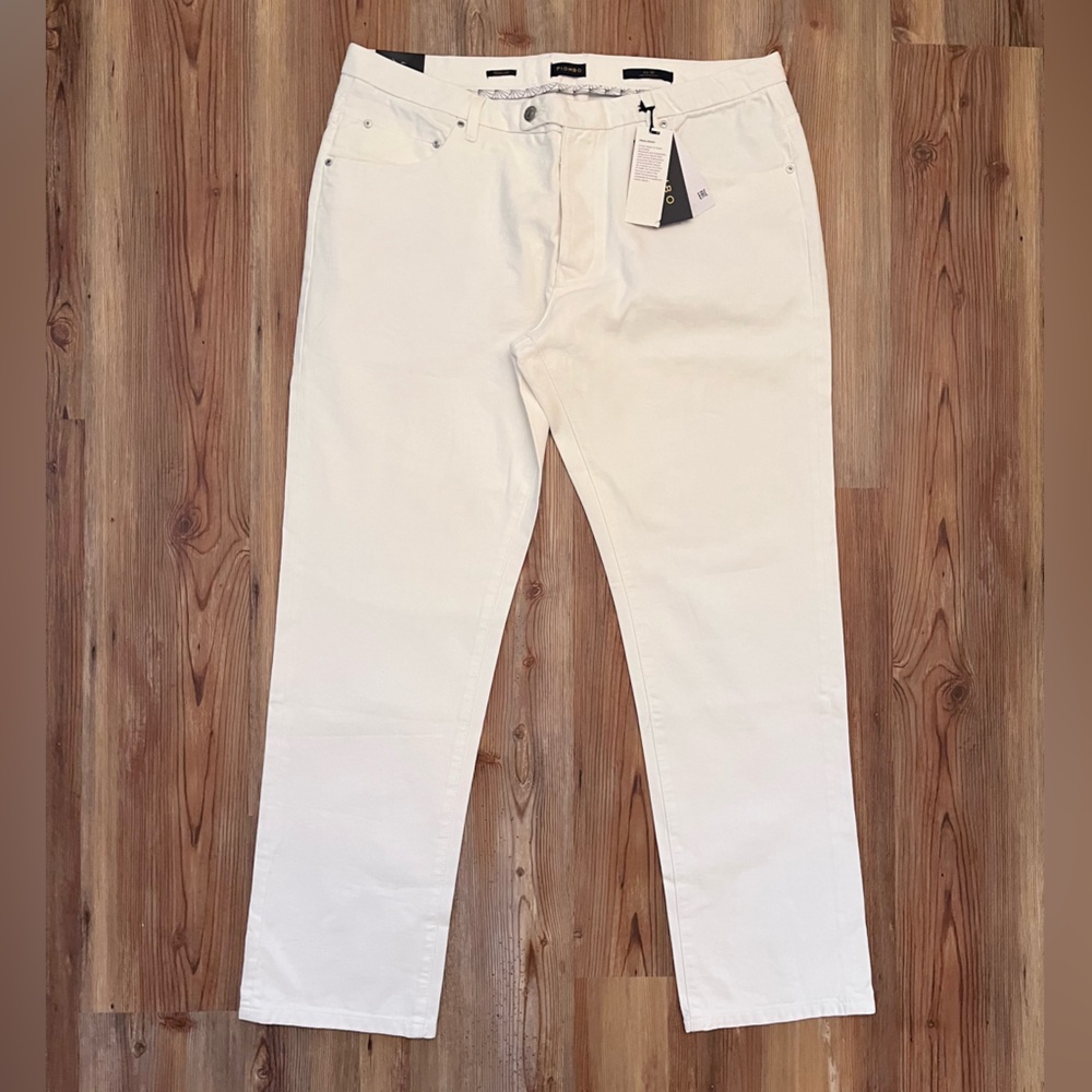 Men’s Italian Designer White Pants Cotton and Hemp Blend